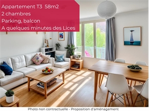 t3 à la vente -   35000  RENNES, surface 57 m2 vente t3 - UBI442901297